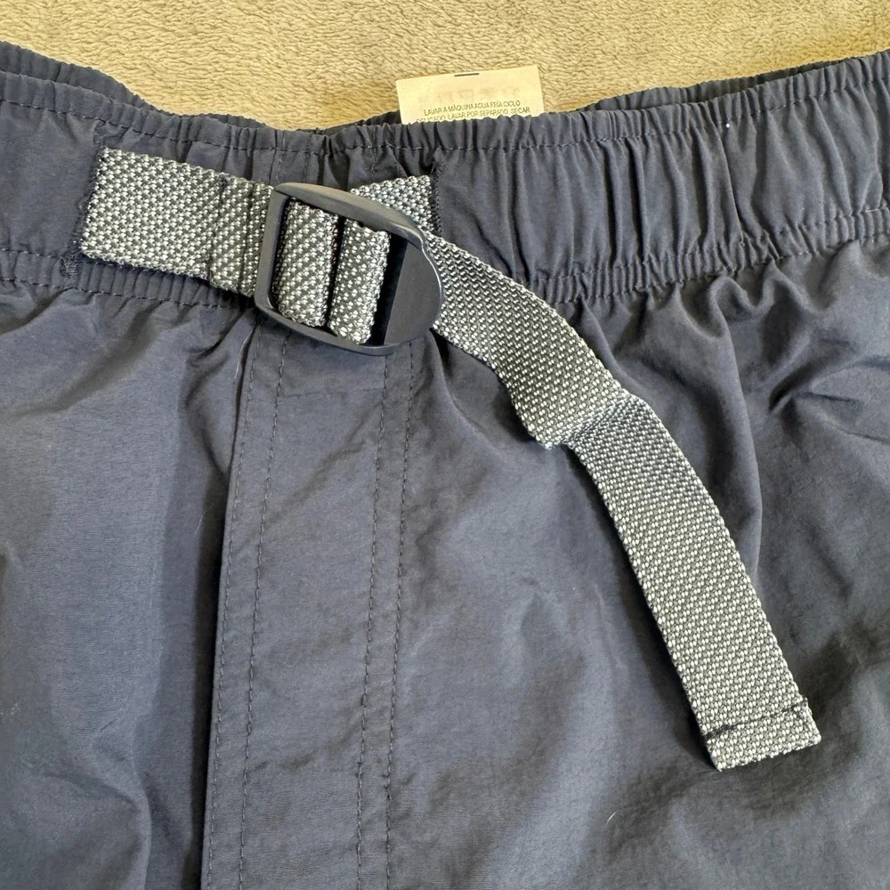 Columbia Mens Navy Blue Nylon Cargo Shorts Elastic Waist Belted XXL